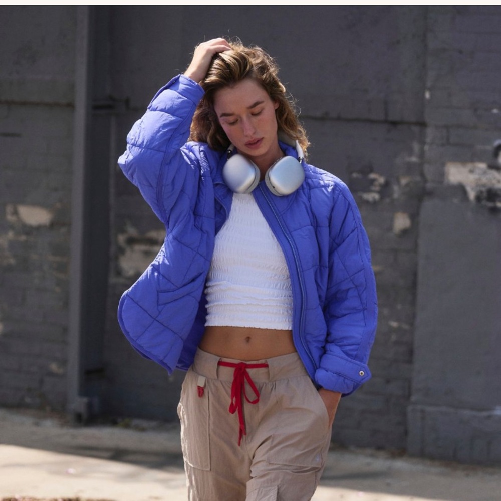Blue and Tan Puffer Jacket